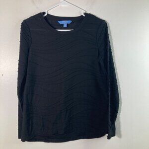 Womens Simply Vera Vera Wang Pleated Detail Long Sleeve Top Black M Polyester Ra